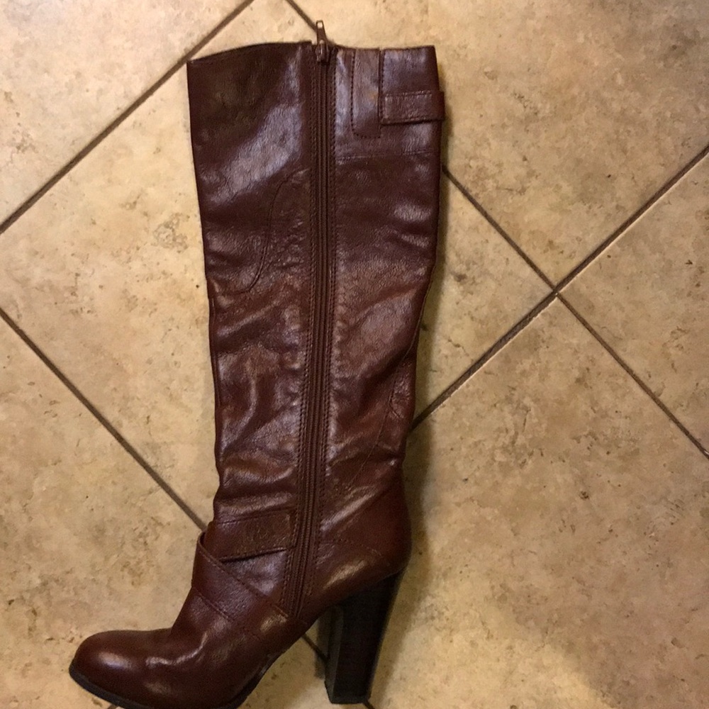Nine West leg high brown leather boots